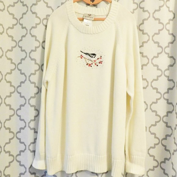 Cabela’s Cream Embroidered Christmas Crew Neck Sweater  - NWT - Picture 1 of 5